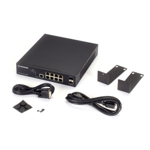 Black Box LPB3010A Gigabit Ethernet PoE+ Switch, 8 PoE+ ports, 2 10GbE SFP+ ports, RJ-45 Console port